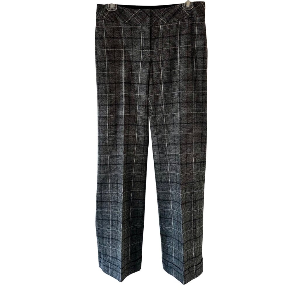 White House Black Market Womens Plaid Wide-Leg Pants Size 4 Elegant Workwear
